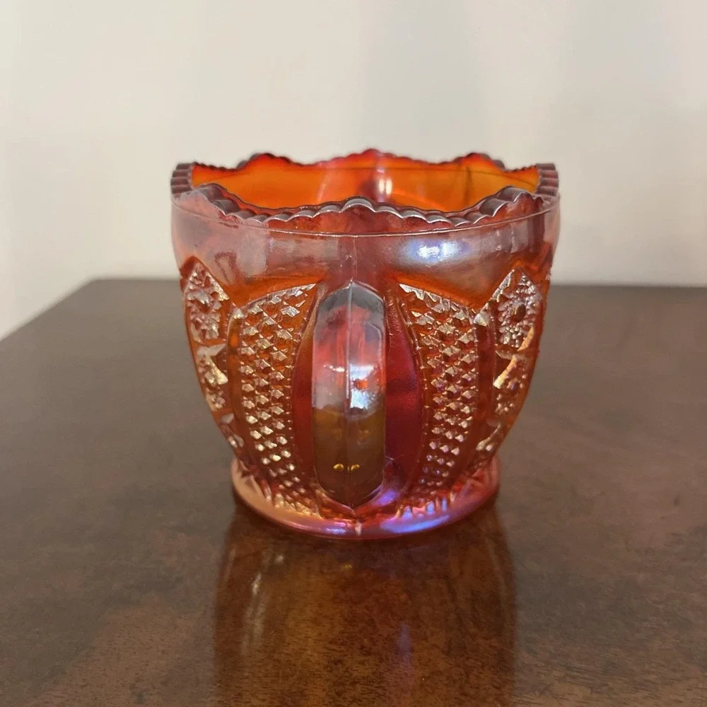 Vintage Indiana Glass Carnival Heirloom Iridescent Sunset Cream & Sugar Set‎